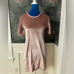 Rose Gold Velvet T Shirt Dress